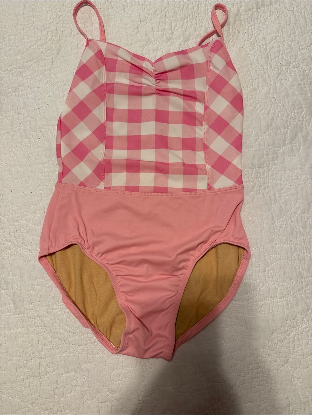 Pink Gingham LEOTARD with Solid Pink Bottom